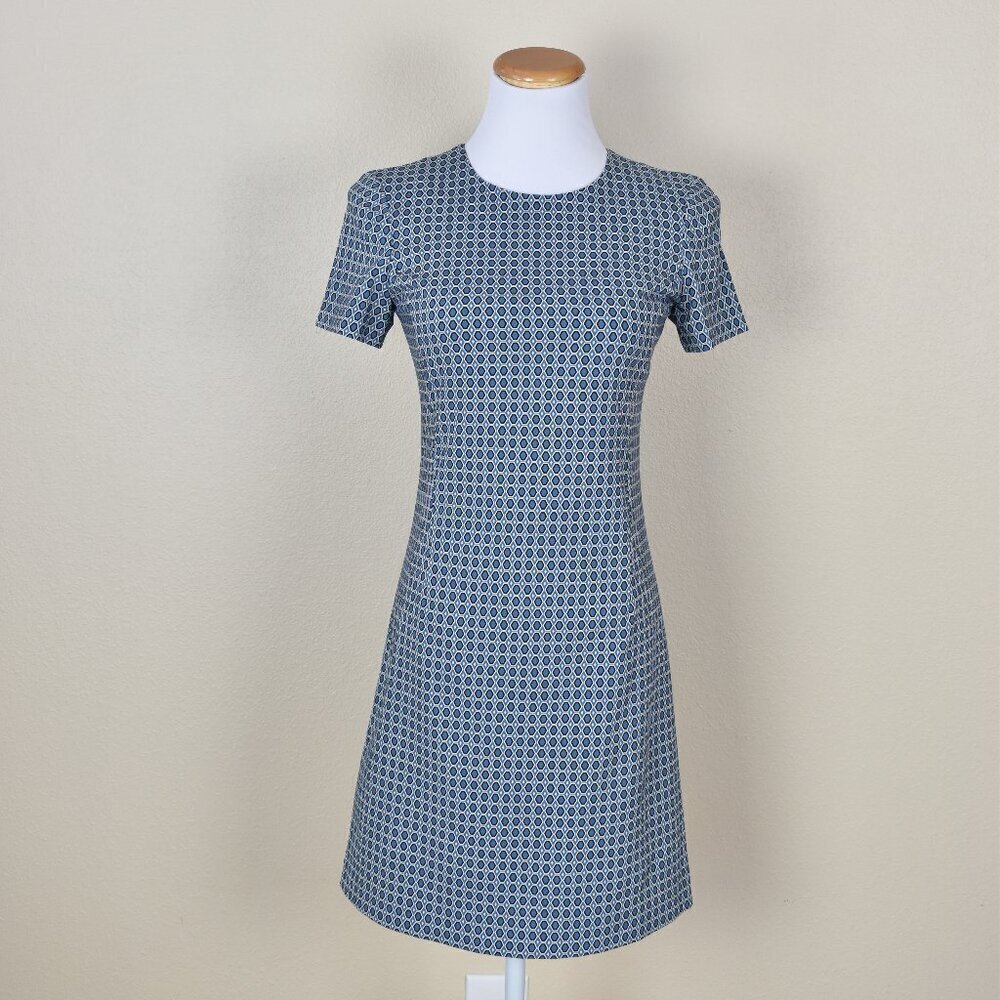 Theory Jatinn Hex Wool Printed Short Sleeve Dress - 2 - Picture 1 of 9